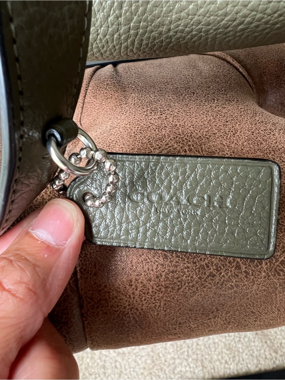 Coach Olive Green Pebbled Leather Backpack with Front Pockets Style 6145 - Picture 8 of 15